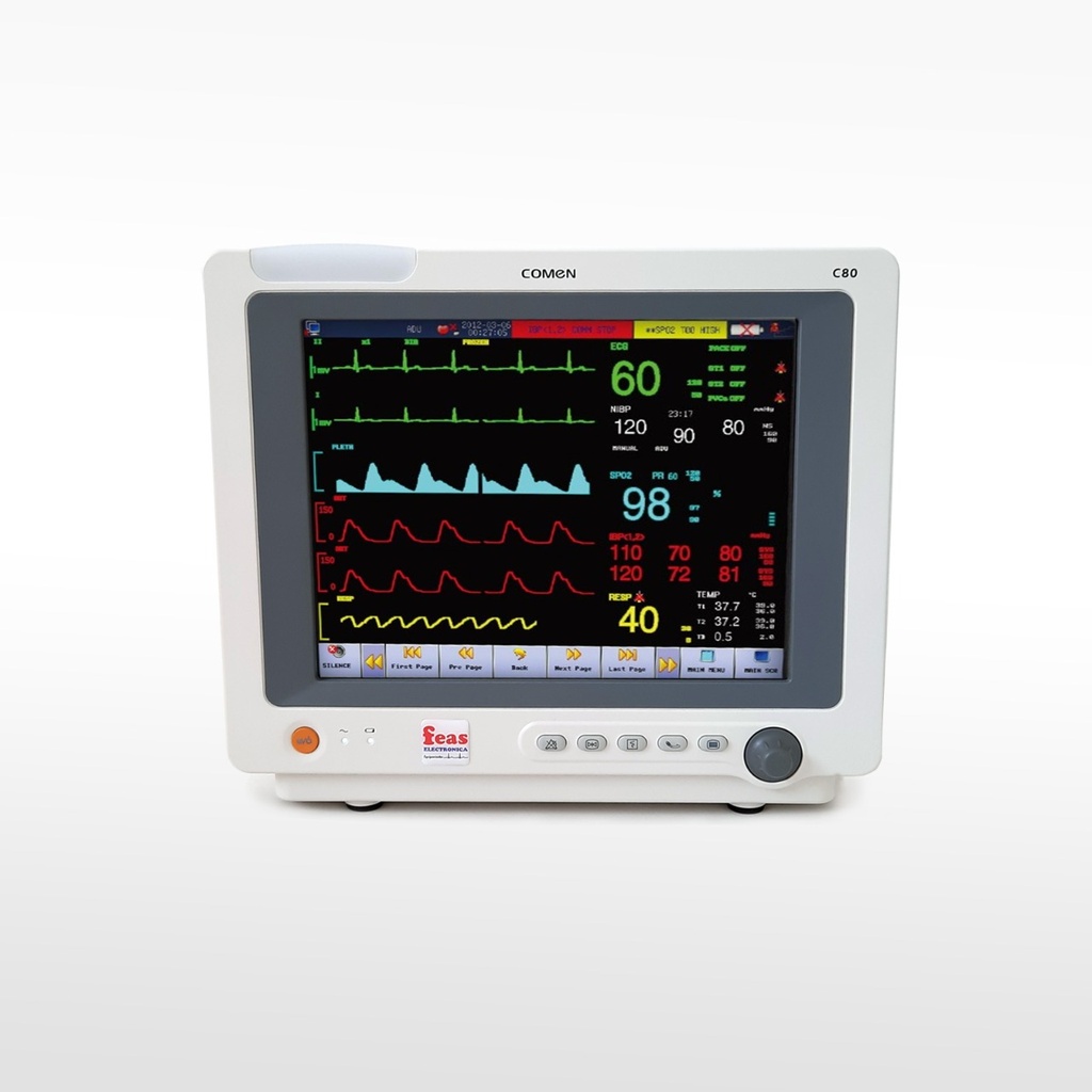Monitor de paciente multiparamétrico de 12,1&quot; Comen, con batería Li ion incluida, Touch screen, Liviano, modelo C80