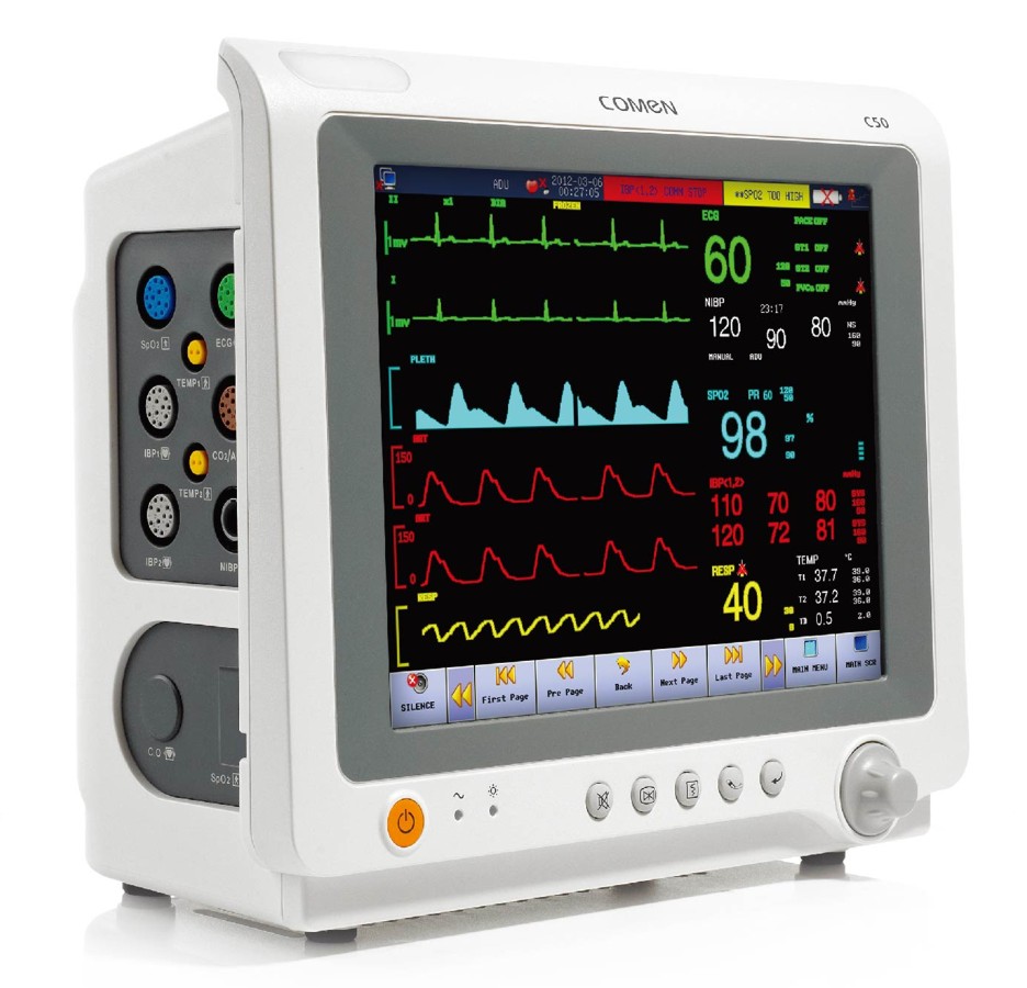 Monitor de paciente, multiparamétrico, de 10,4", Comen, con batería Li ion incluida, Touch screen, liviano, Mod. C50