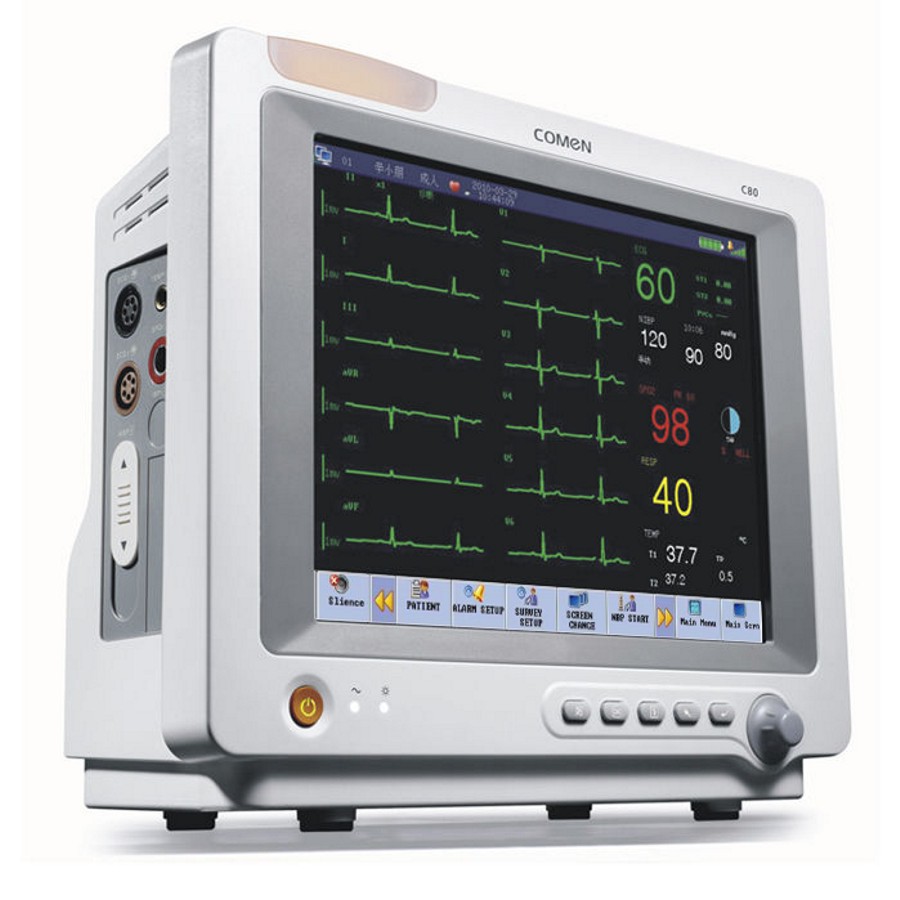 Monitor de paciente, multiparamétrico, de 12,1", Comen, con batería Li ion incluida, Touch screen, Liviano, Mod. C80