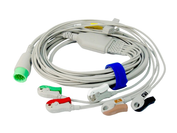 Cable paciente de ECG - 5 pinzas para equipos Comen, modelo 040-000909-00 cod AHA