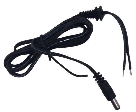 Cable para fuente 1,5m, plug hueco 5,5mm x 2,1mm, largo 12,5mm