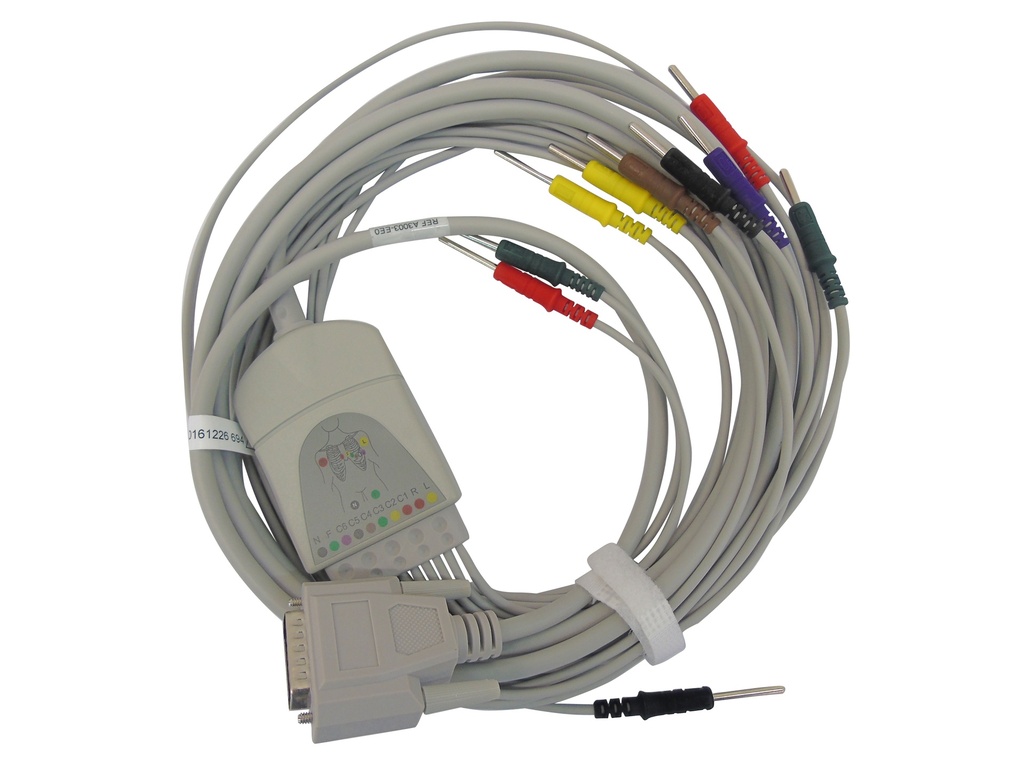 [18223-0] Cable a paciente 10 pines (Ø 3mm, colores IEC) para electrocardiógrafo COMEN modelo CM100 o CM300