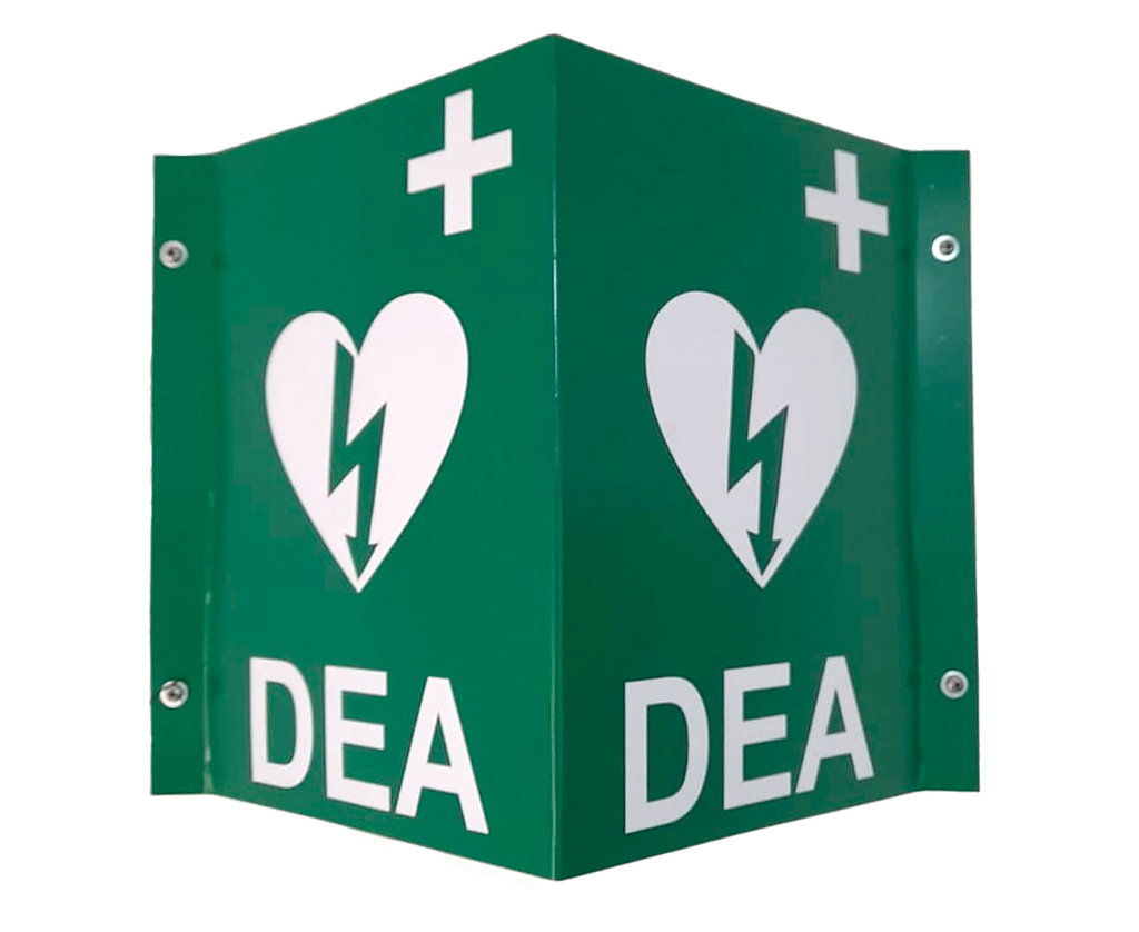 AED wall sign, V-shape