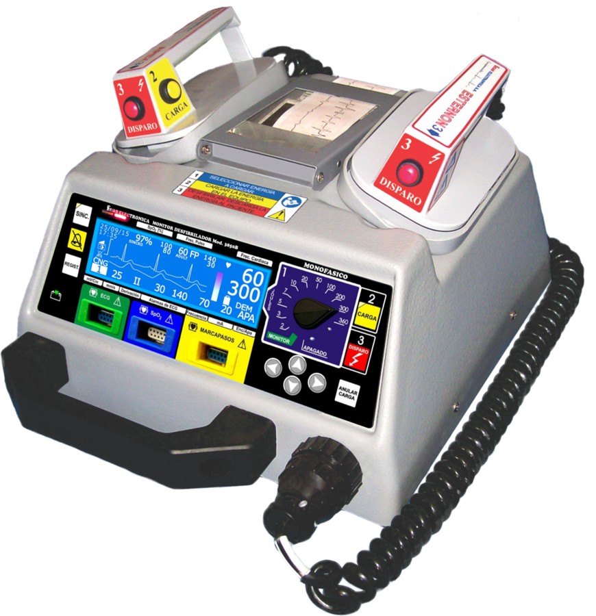 Defibrillator Monitor 3850B Monophasic for simulation, Feas Electrónica